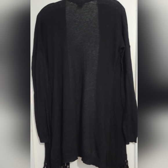 Theory Black Vesta Cotton Cashmere Fringe Trim Lightweight Cardigan Size XS - Picture 11 of 15